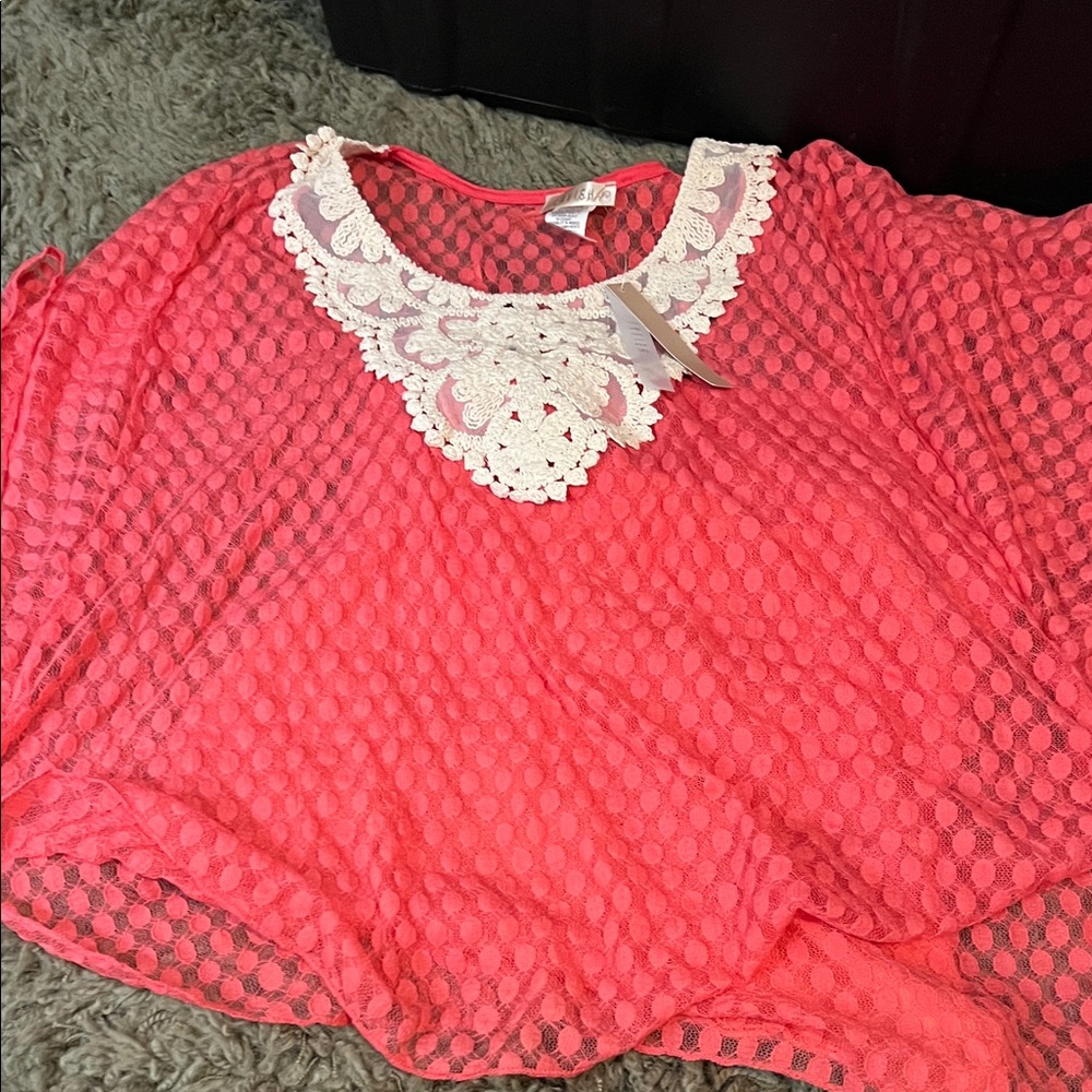 Lace Collar Pink Women's Top